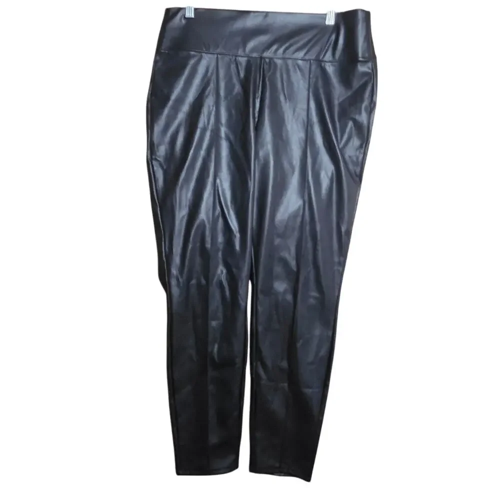 Black Vegan Faux Leather Leggings Size Large
